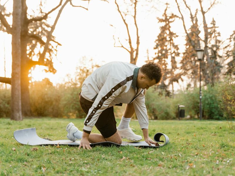 Person practicing focus exercises in a modern office.